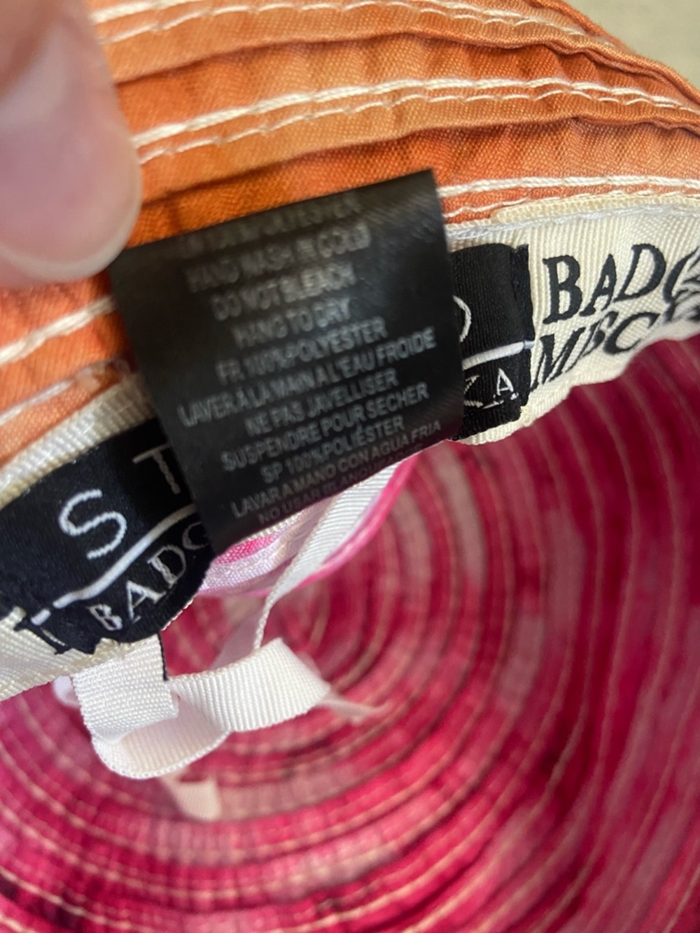 Badgley Mischka Two-Tone Pink and Orange Wide Brim Sun Hat - Picture 5 of 7